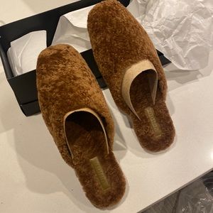 Vince Caela Shearling Slipper Slides in Umbra Brown sz. 8.5 NEW